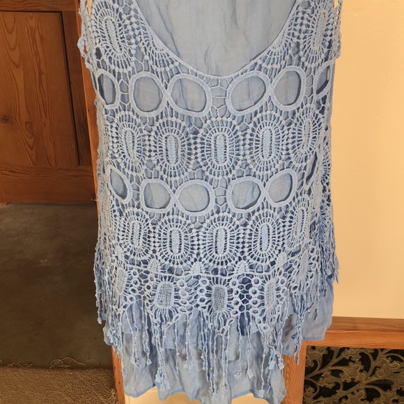 Beautiful Plus Size One World Light Blue Blouse - Picture 4 of 7